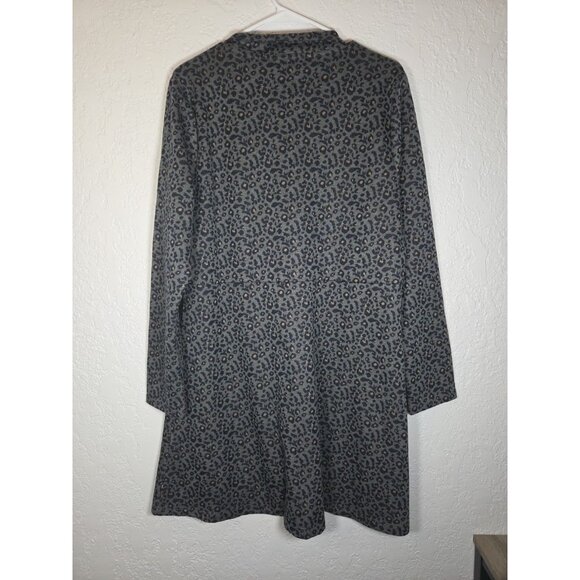 Tommy Hilfiger Gray Blue Cheetah Print Long Sleeve Sweater Dress 1/4 Zipper XL - Picture 4 of 5